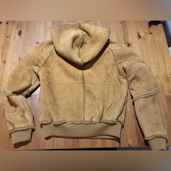 UGG Tan Suede Bomber Jacket with Faux Fur Lining **STAINED- READ CAPTION** - Picture 7 of 12